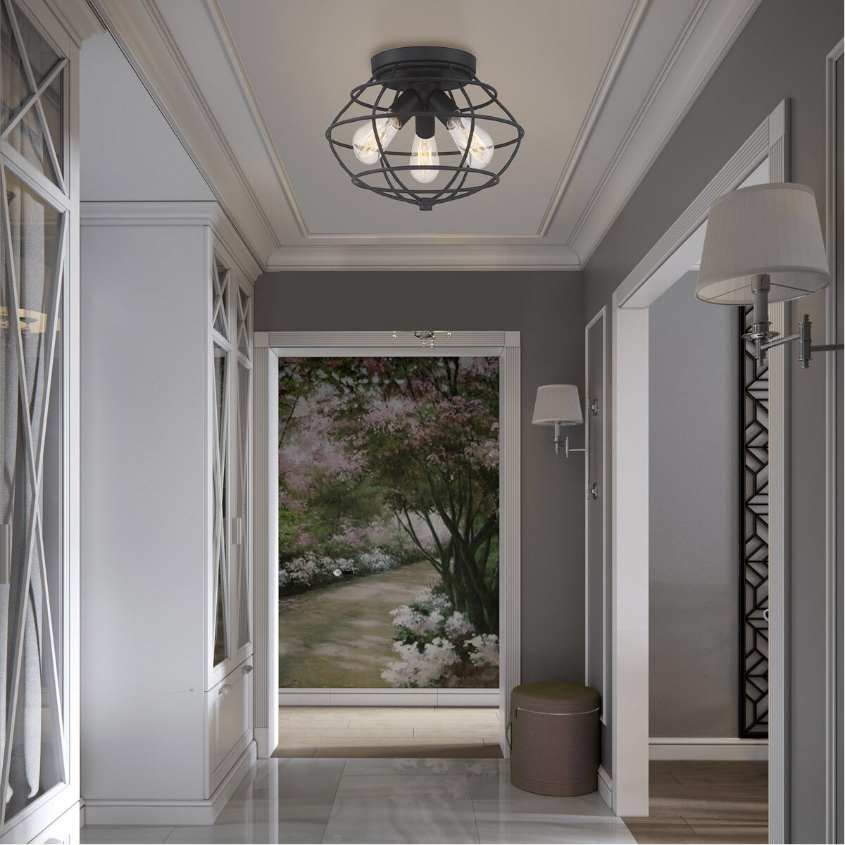 Jax 3 Light 15 inch Matte Black Flushmount Ceiling Light